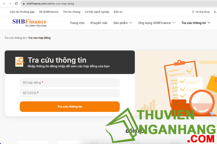 tra cứu hợp đồng vay SHB
